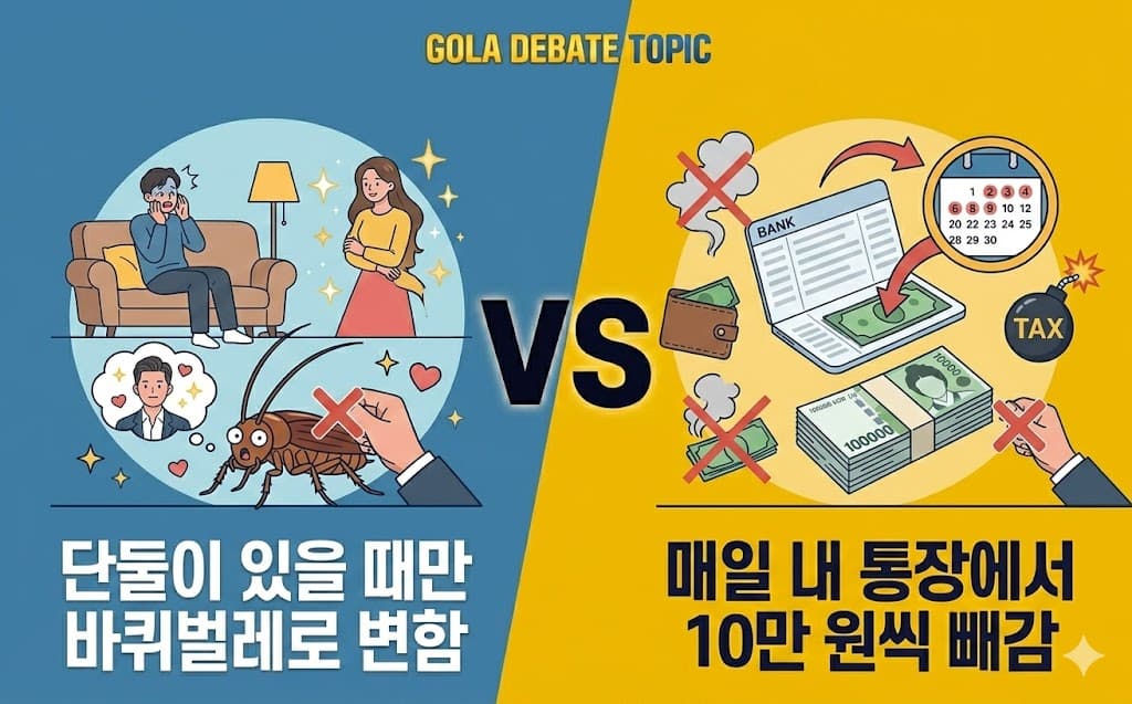 내 완벽한 이상형의 치명적 단점은?: '단둘이 있을 때만 바퀴벌레로 변함' VS '매일 내 통장에서 10만 원씩 빼감'